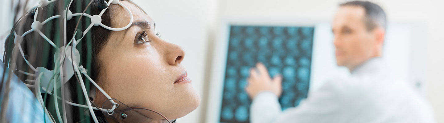 Female patient at neurology scan